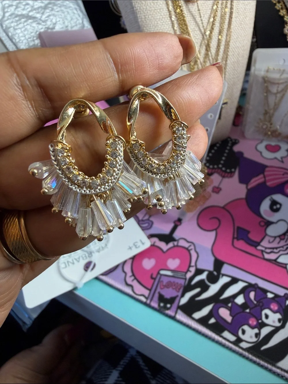 Gold Crystal Fringe Hoop Earrings - Women's Jewelry